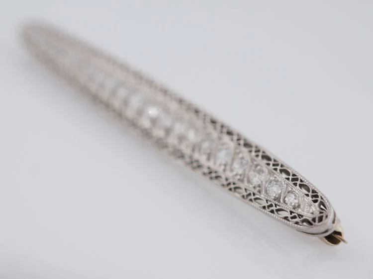 Antique Brooch Art Deco 1.68 Old European Cut Diamonds in Platinum - Image 3