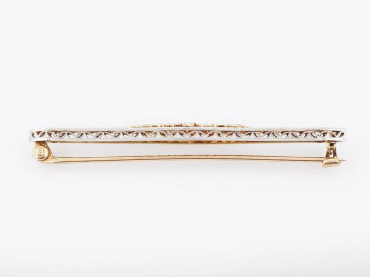 Antique Brooch Art Deco Filigree in 14k Yellow and 14k White Gold - Image 3