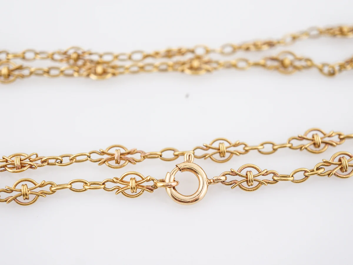 Antique Chain Necklace Art Nouveau in 14k Yellow Gold - Image 2