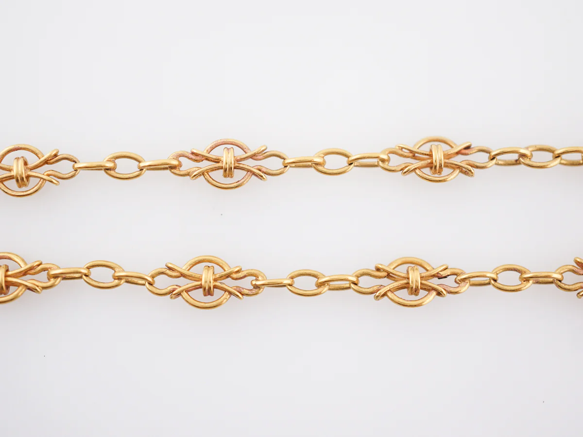 Antique Chain Necklace Art Nouveau in 14k Yellow Gold - Image 3