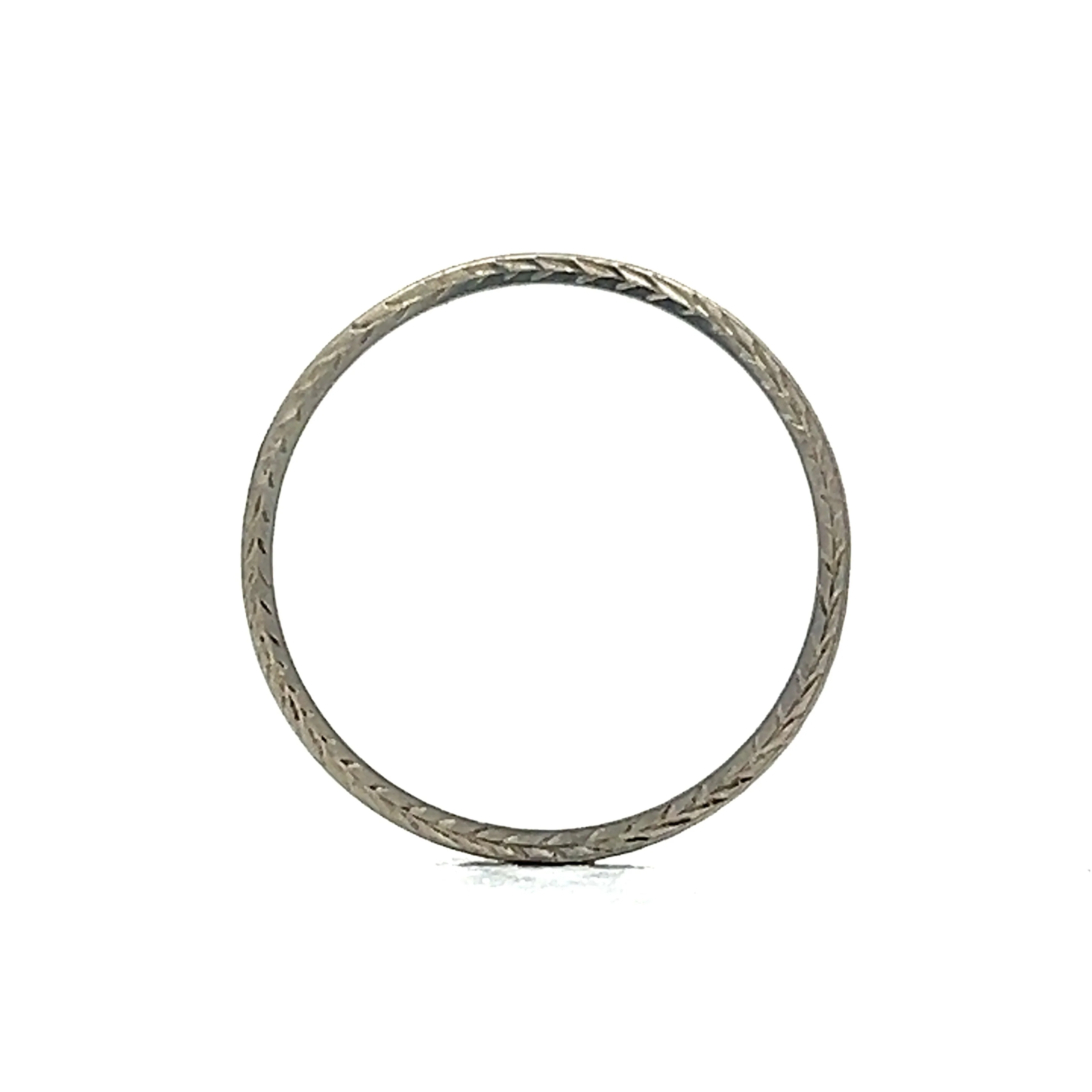 Antique Chevron Engraved Wedding Band in 18k - Image 4