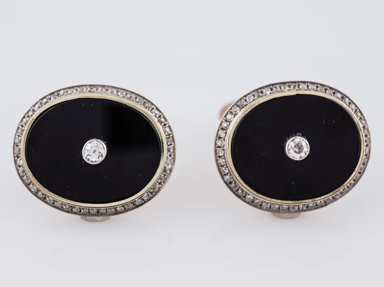 ***RTV***Antique Cufflinks Victorian .62 Old European Cut Diamonds in 15k Yellow Gold