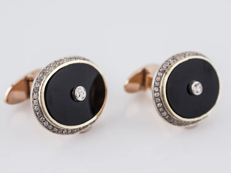 ***RTV***Antique Cufflinks Victorian .62 Old European Cut Diamonds in 15k Yellow Gold - Image 2