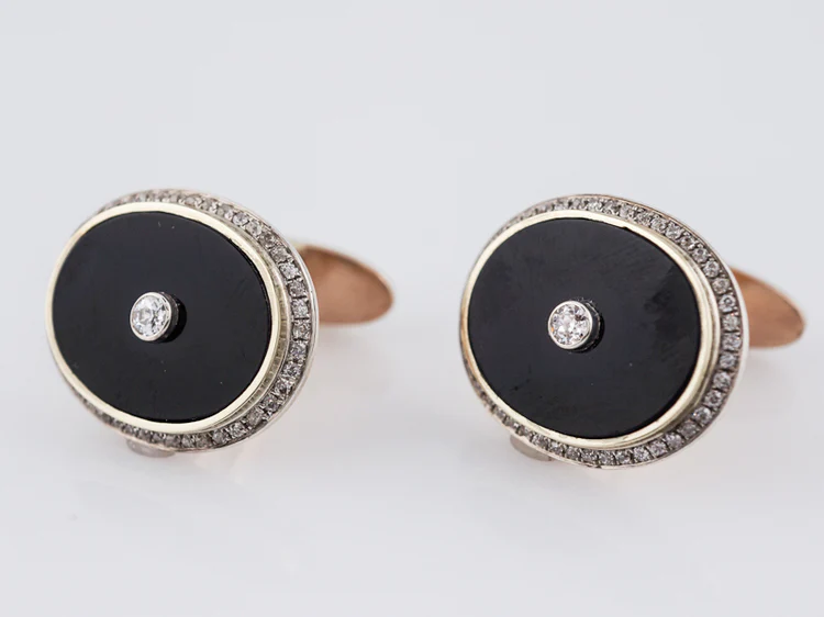 ***RTV***Antique Cufflinks Victorian .62 Old European Cut Diamonds in 15k Yellow Gold - Image 3