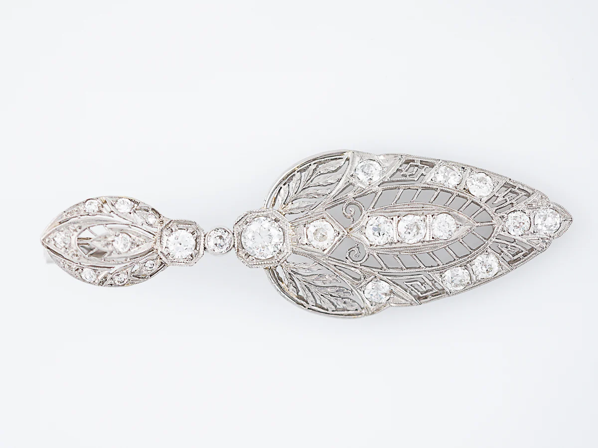 Antique Dangle Earrings Art Deco 3.90 Old European Cut Diamonds in Platinum - Image 5