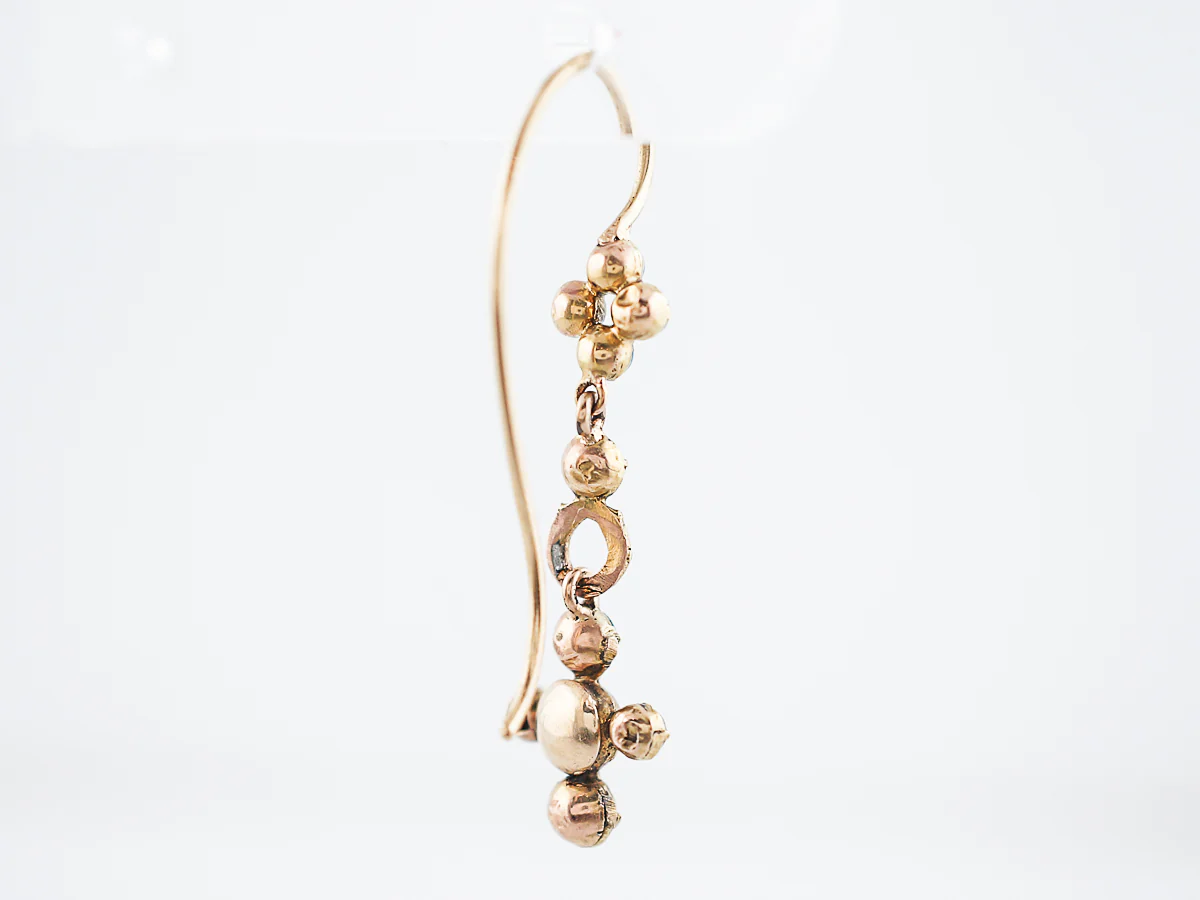 Antique Dangle Earrings Georgian Cabochon Cut Persian Turquoise in 14k & 18 Yellow Gold - Image 5