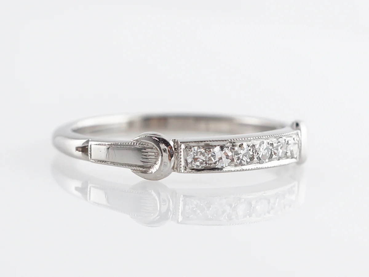 Antique Deco Diamond Wedding Band in Platinum - Image 2