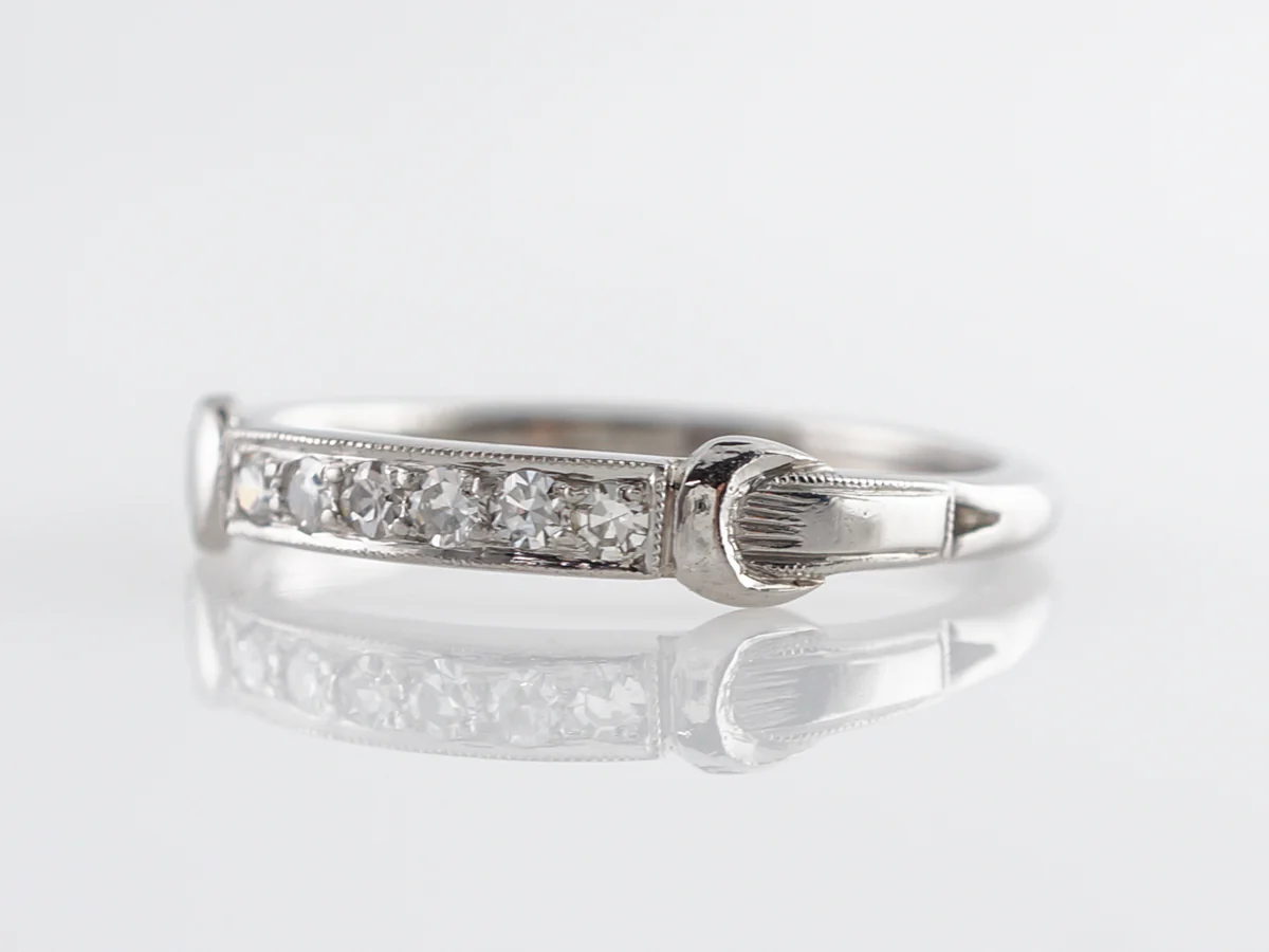 Antique Deco Diamond Wedding Band in Platinum - Image 3