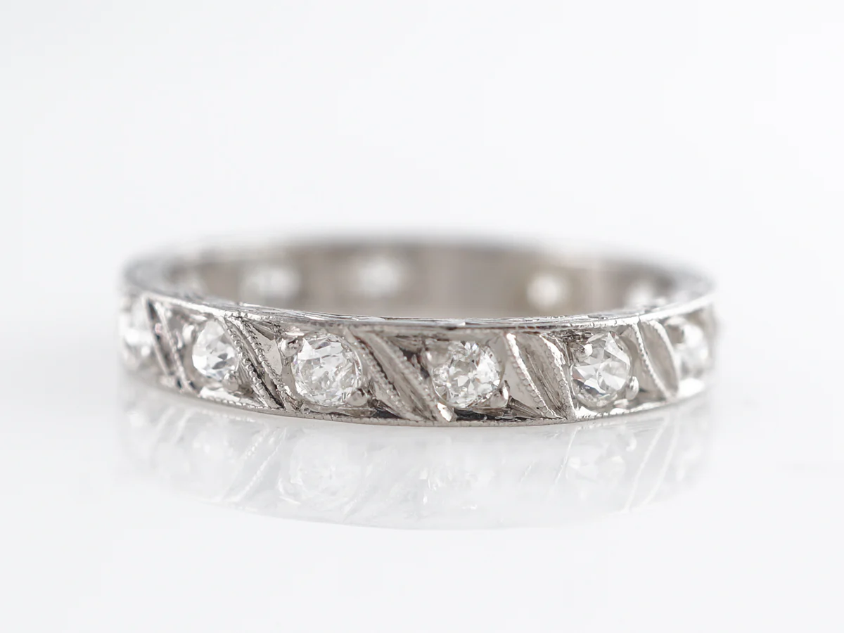 Antique Deco Eternity Band w/ Old Euro & Mine Cut Diamonds - Image 2