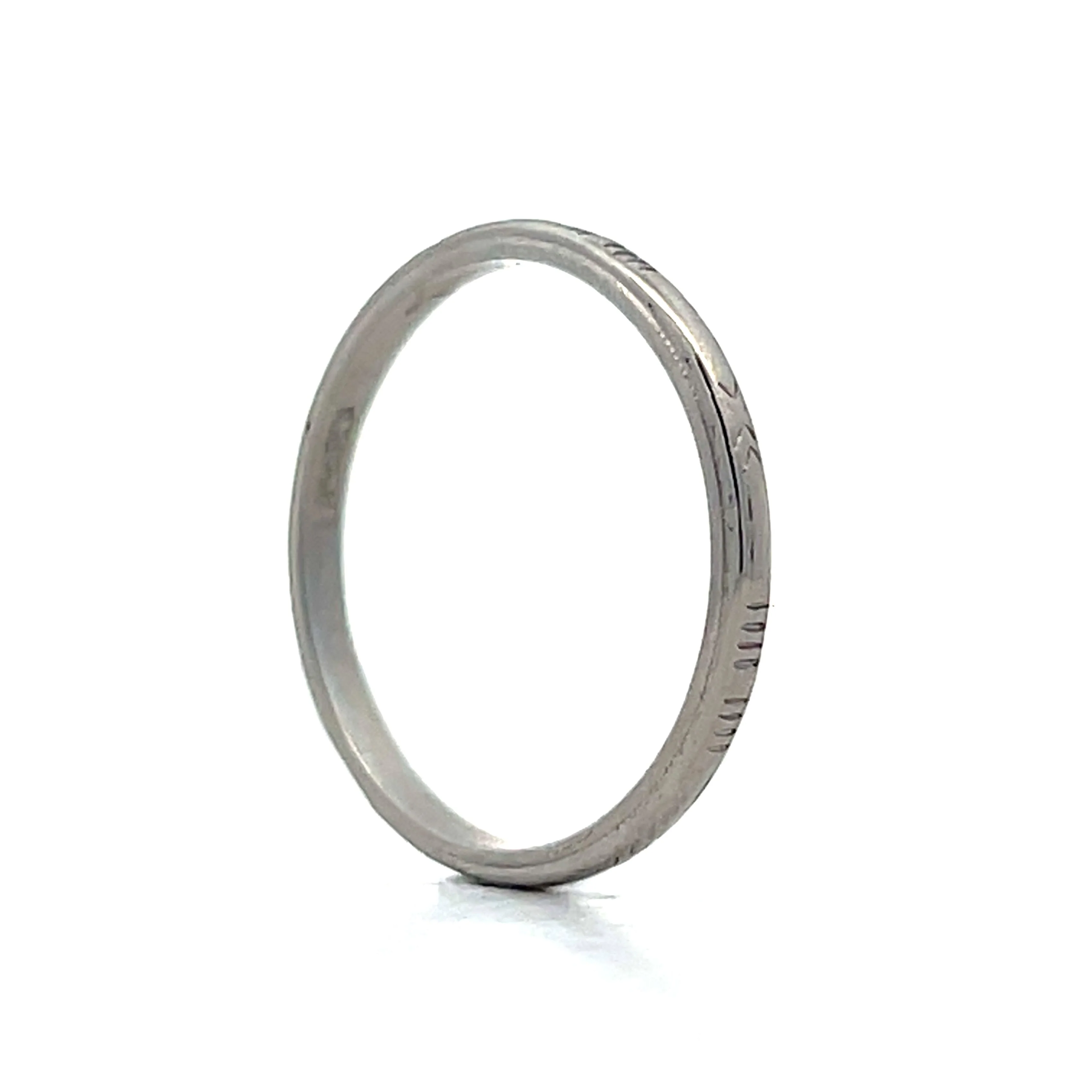 Antique Deco Geometric Engraved Wedding Band in Platinum - Image 6