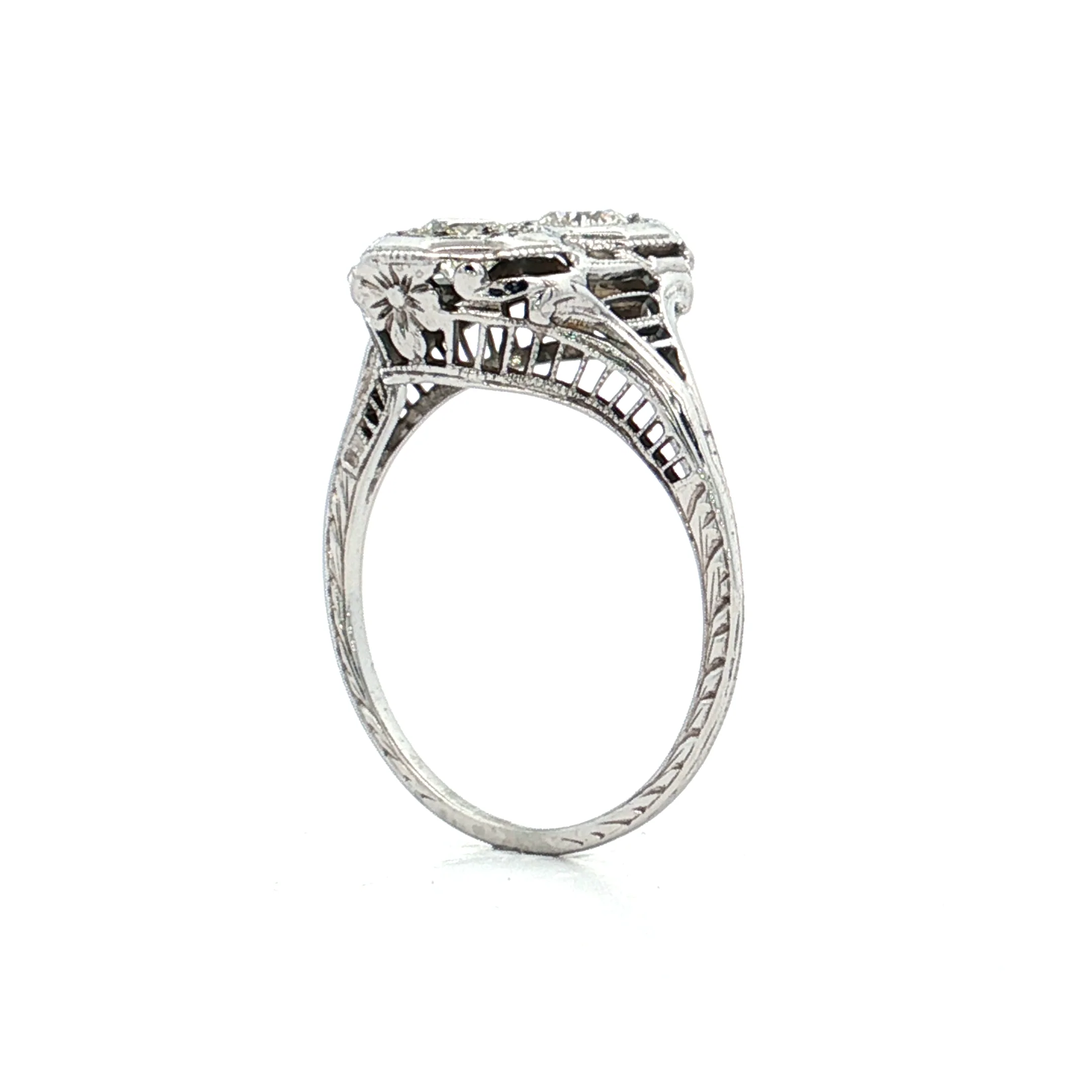 Antique Deco Toi Et Moi Diamond Engagement Ring 18k - Image 5