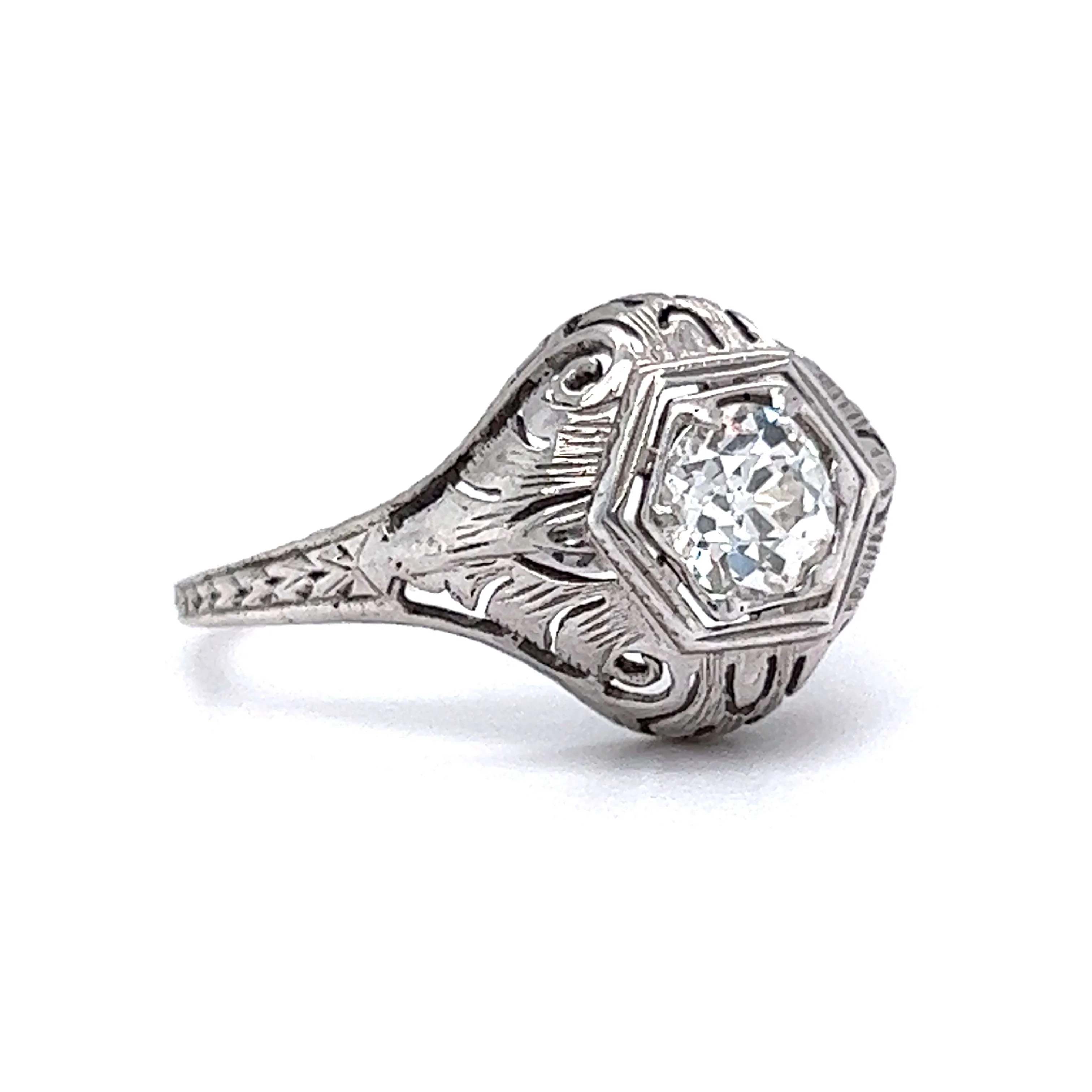 .58 Art Deco Engagement Ring in 18 Karat White Gold - Image 3