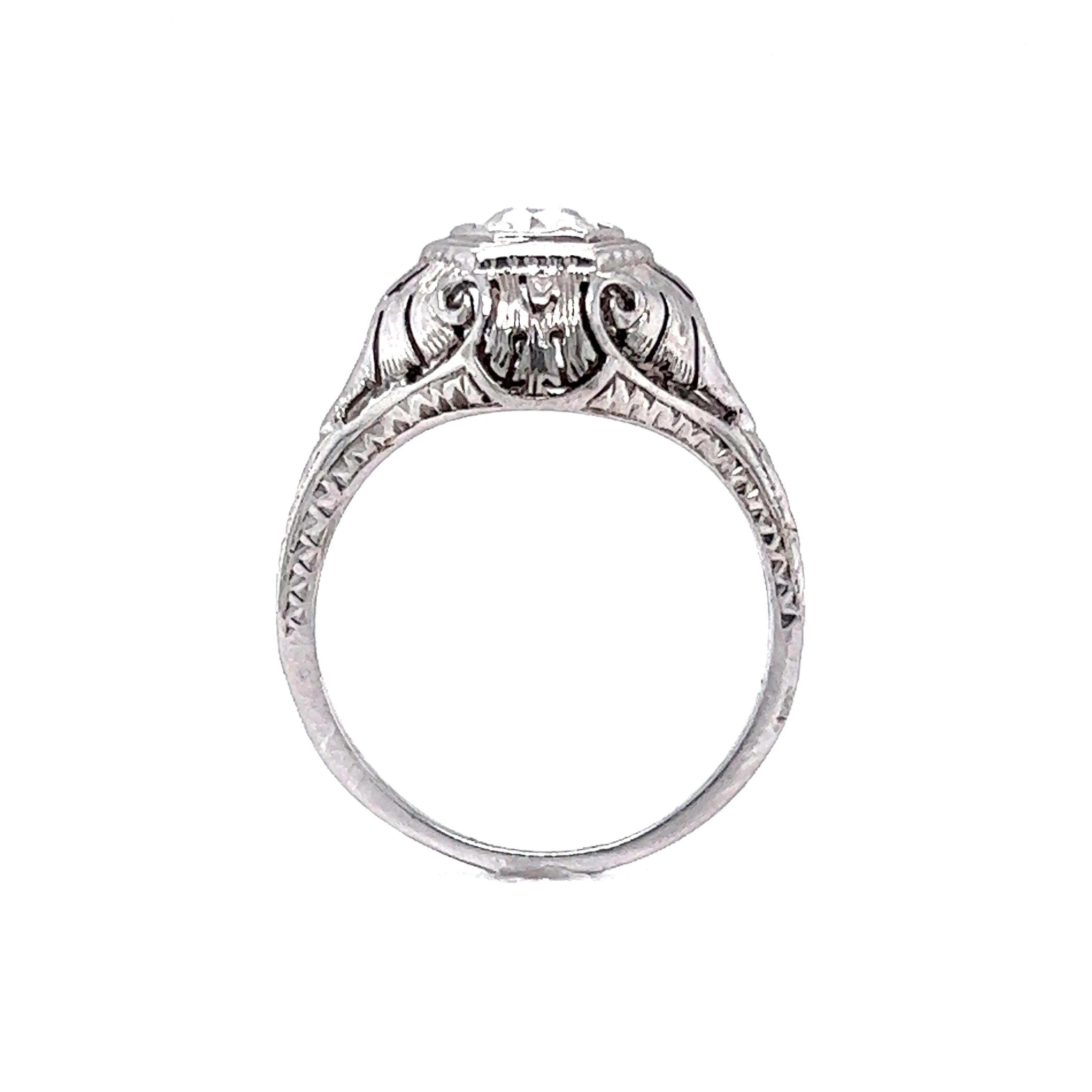 .58 Art Deco Engagement Ring in 18 Karat White Gold - Image 4