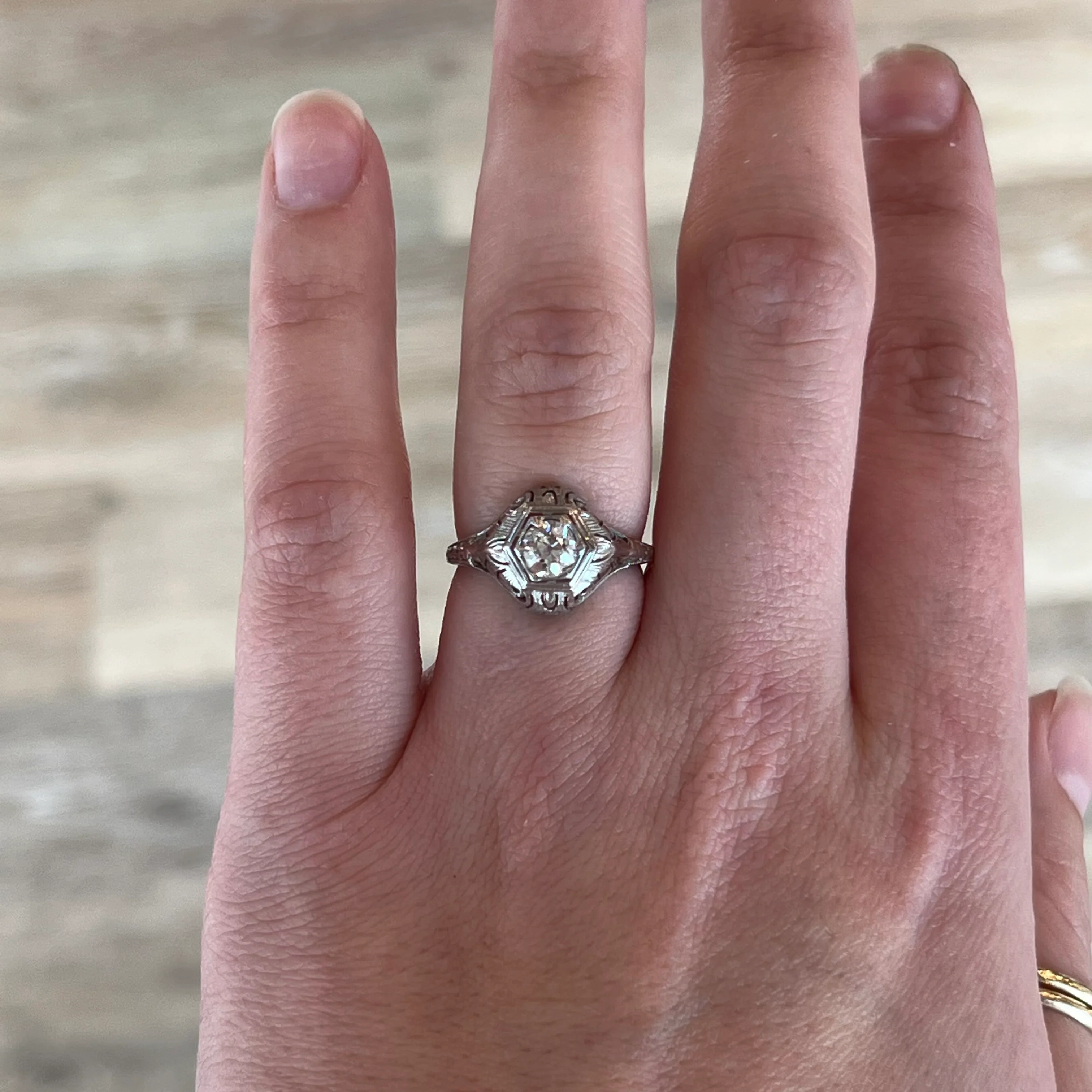 .58 Art Deco Engagement Ring in 18 Karat White Gold - Image 6