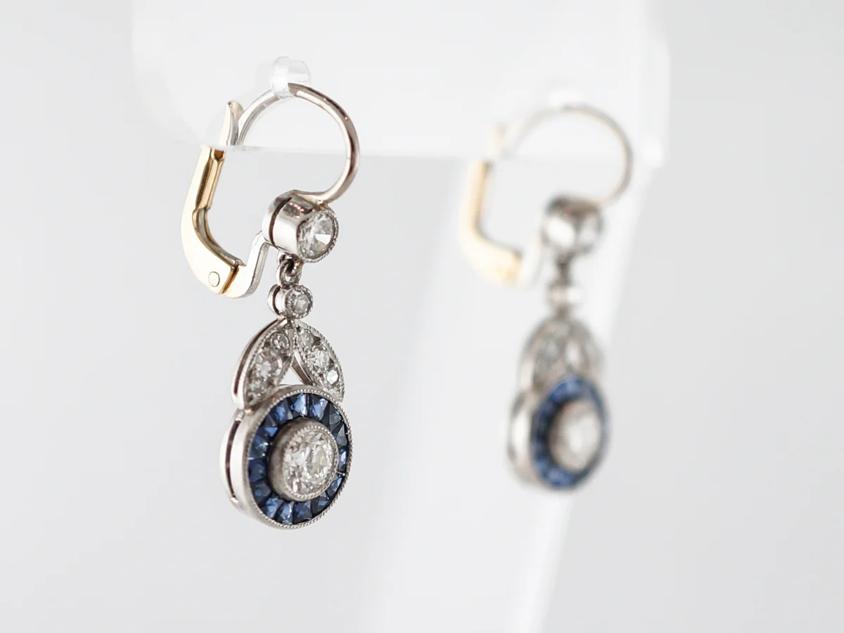 Antique Earrings Art Deco .50 Old European Cut Diamonds in Platinum - Image 2