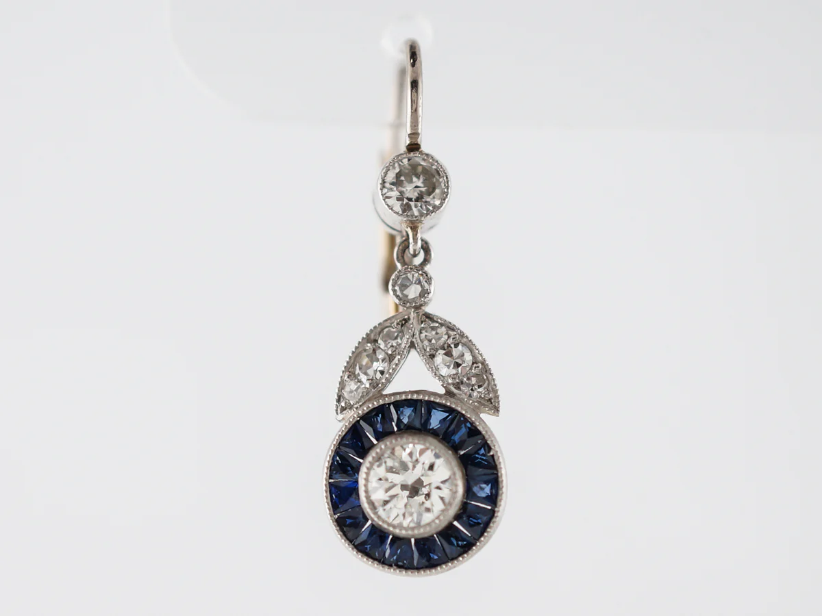 Antique Earrings Art Deco .50 Old European Cut Diamonds in Platinum - Image 3