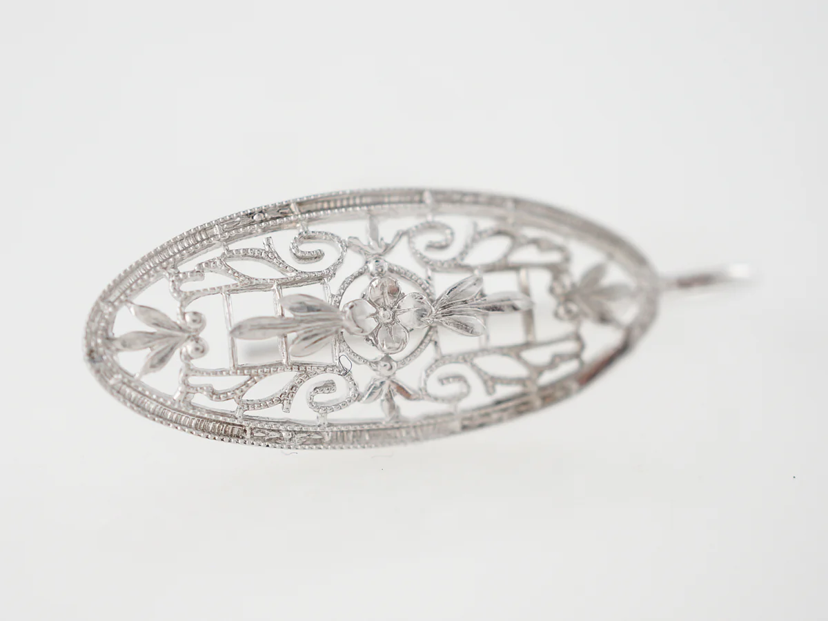 Antique Earrings Art Deco Filigree in 14k White Gold - Image 4