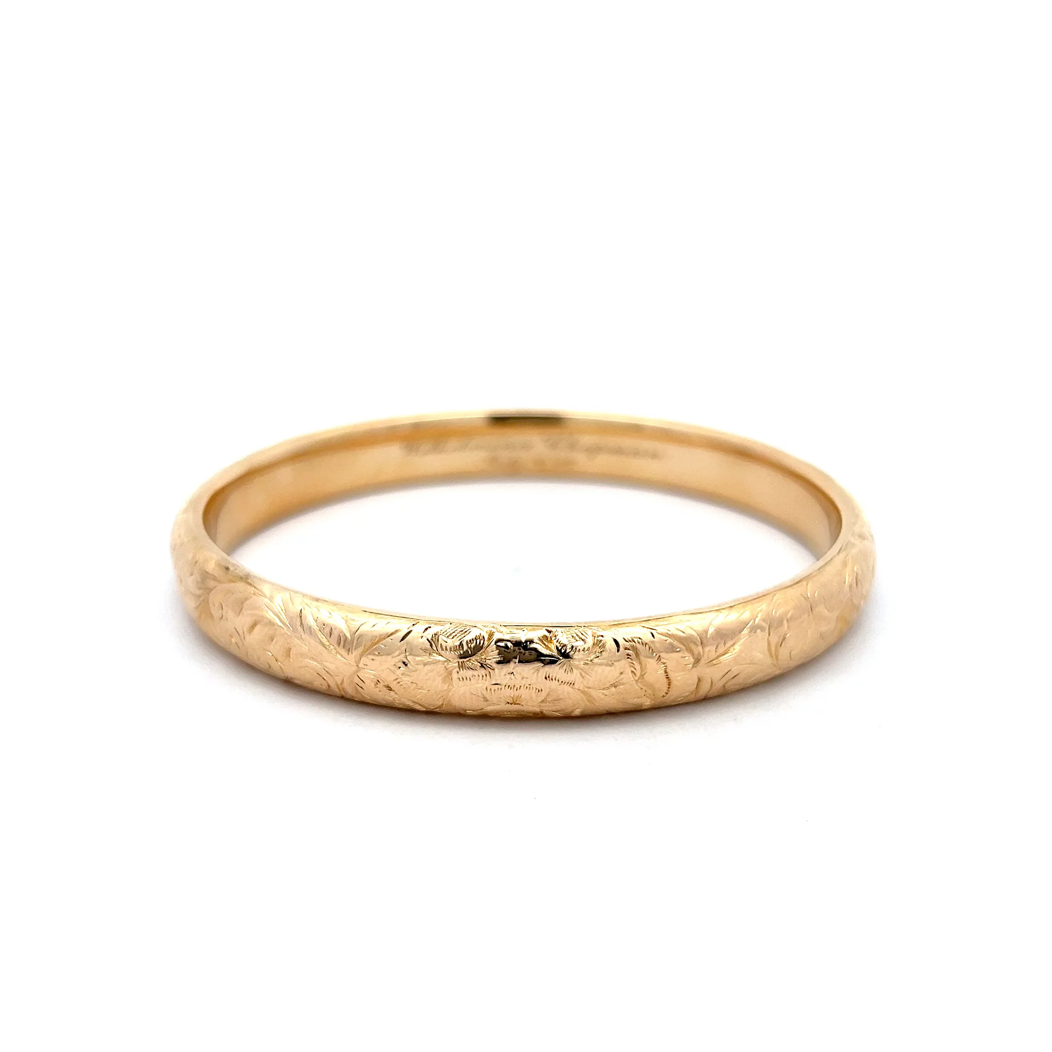 Antique Edwardian Engraved Bangle Bracelet in 14k