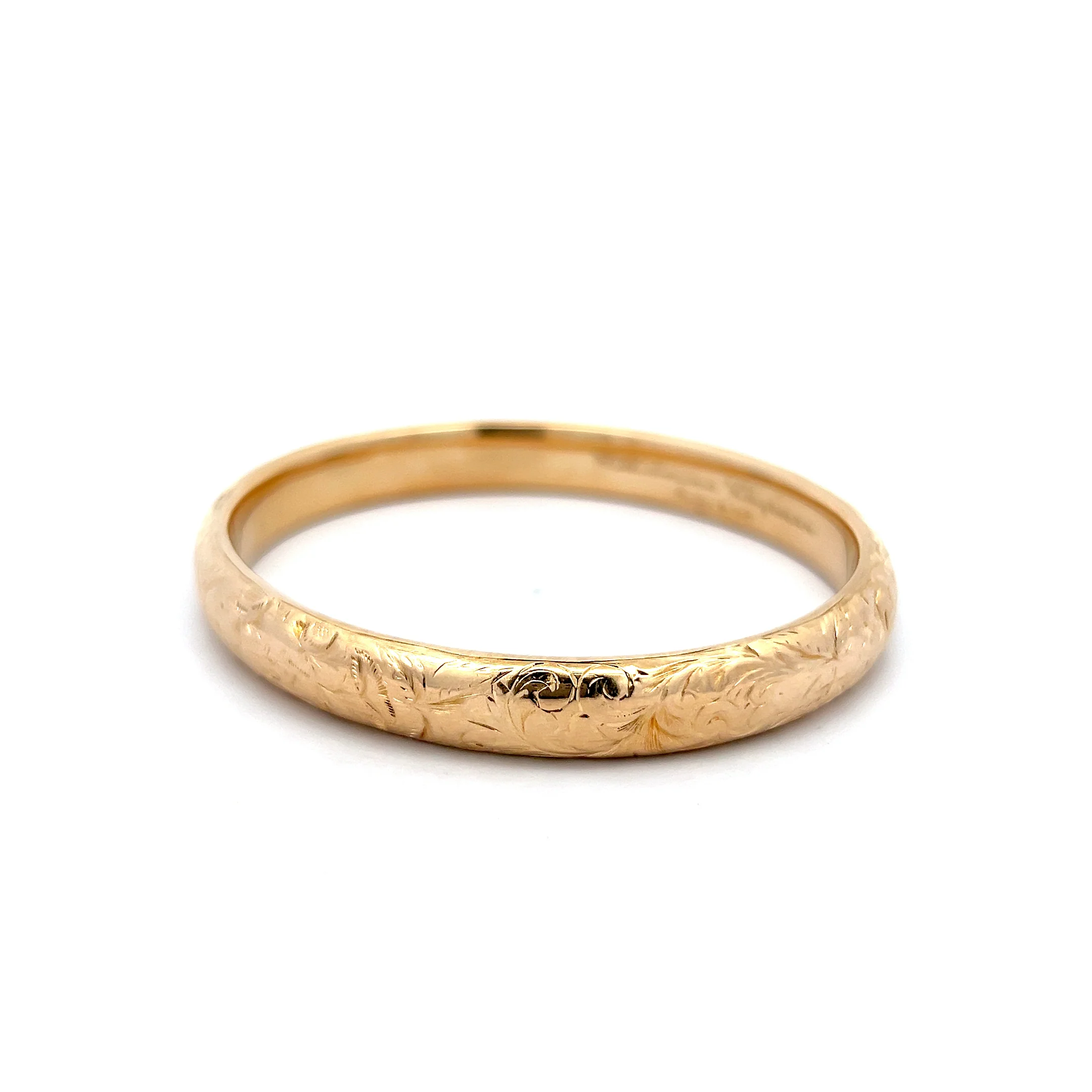 Antique Edwardian Engraved Bangle Bracelet in 14k - Image 2