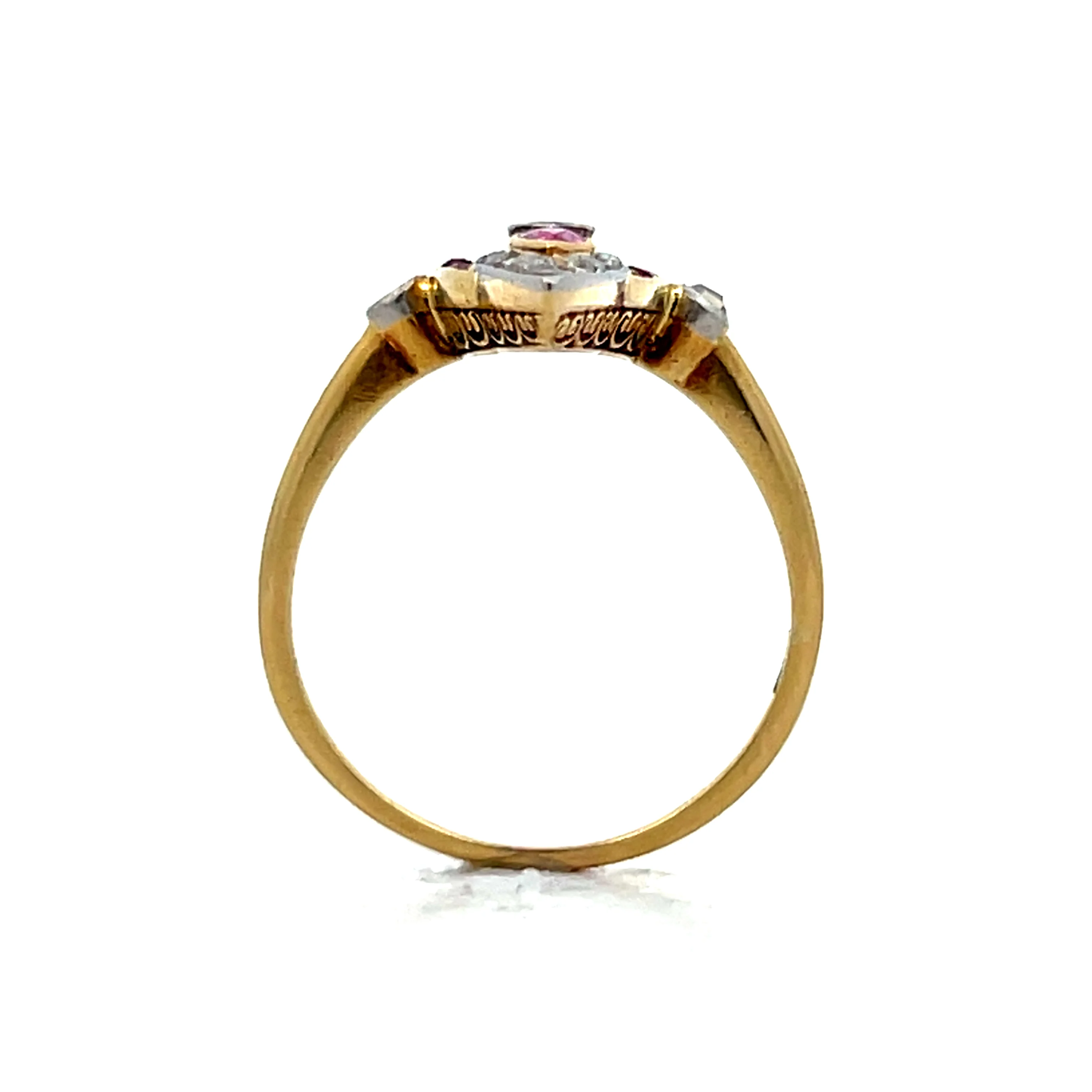 Antique Edwardian Ruby & Diamond Navette Ring 18k/Platinum - Image 4