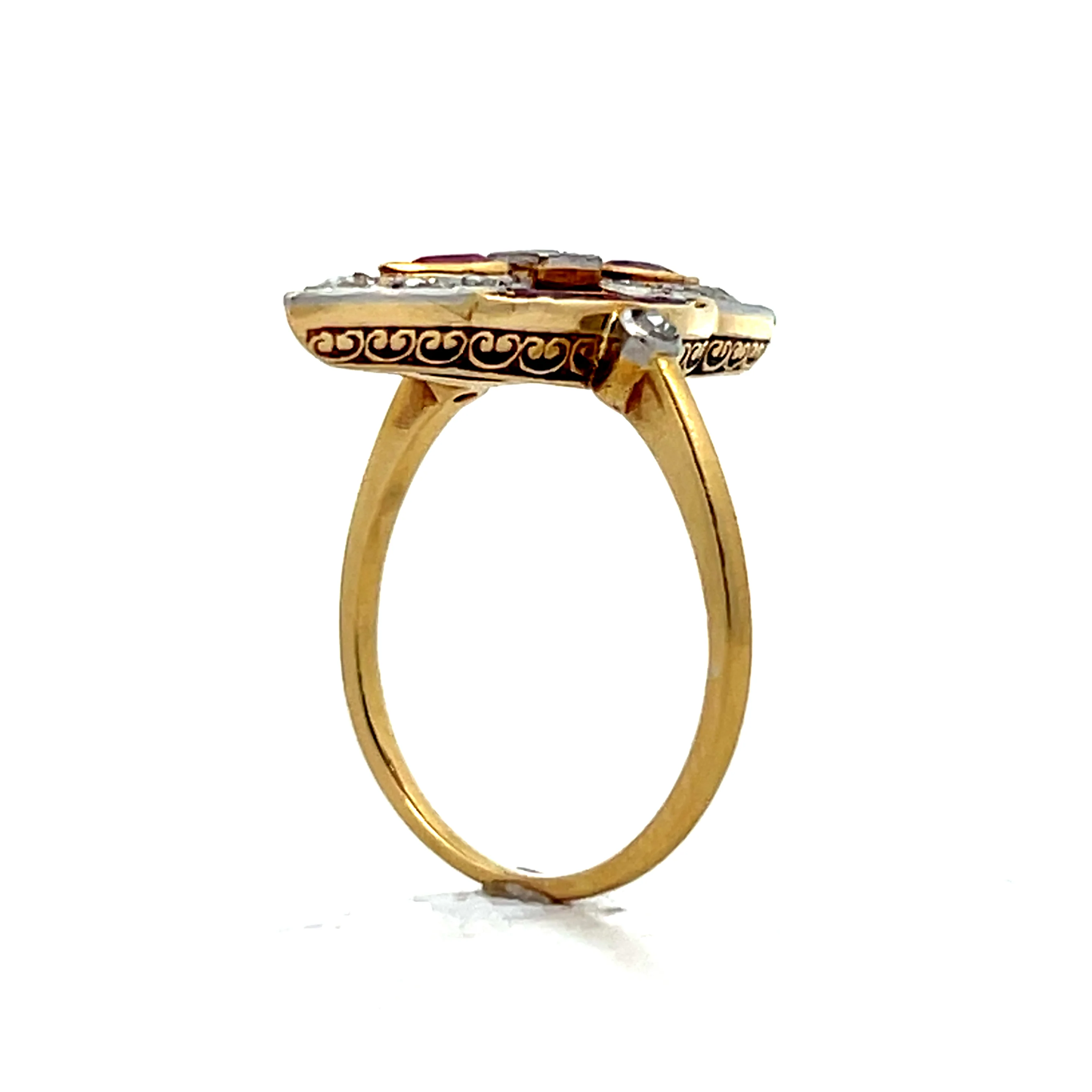 Antique Edwardian Ruby & Diamond Navette Ring 18k/Platinum - Image 5