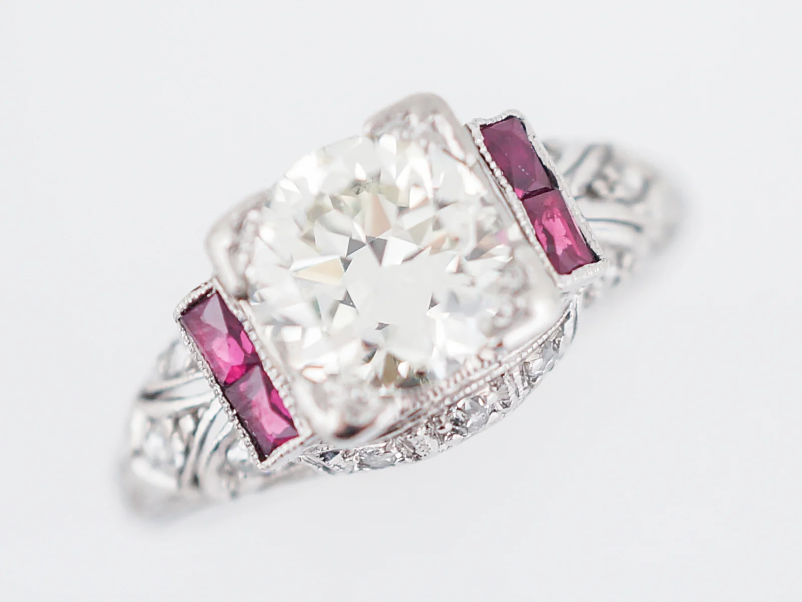 Antique Engagement Ring 1.09 Old European Cut Diamond in Platinum - Image 4