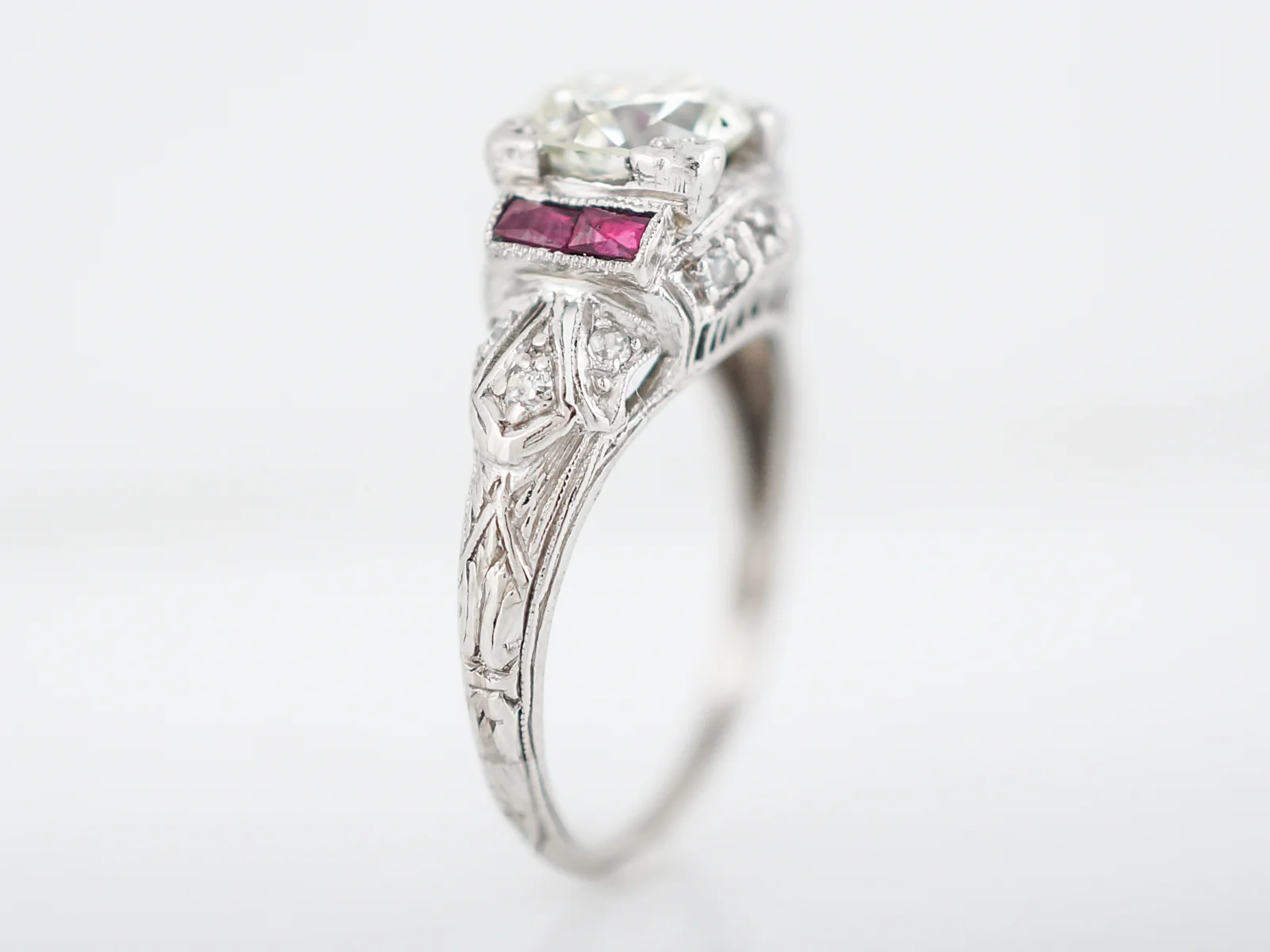 Antique Engagement Ring 1.09 Old European Cut Diamond in Platinum - Image 5