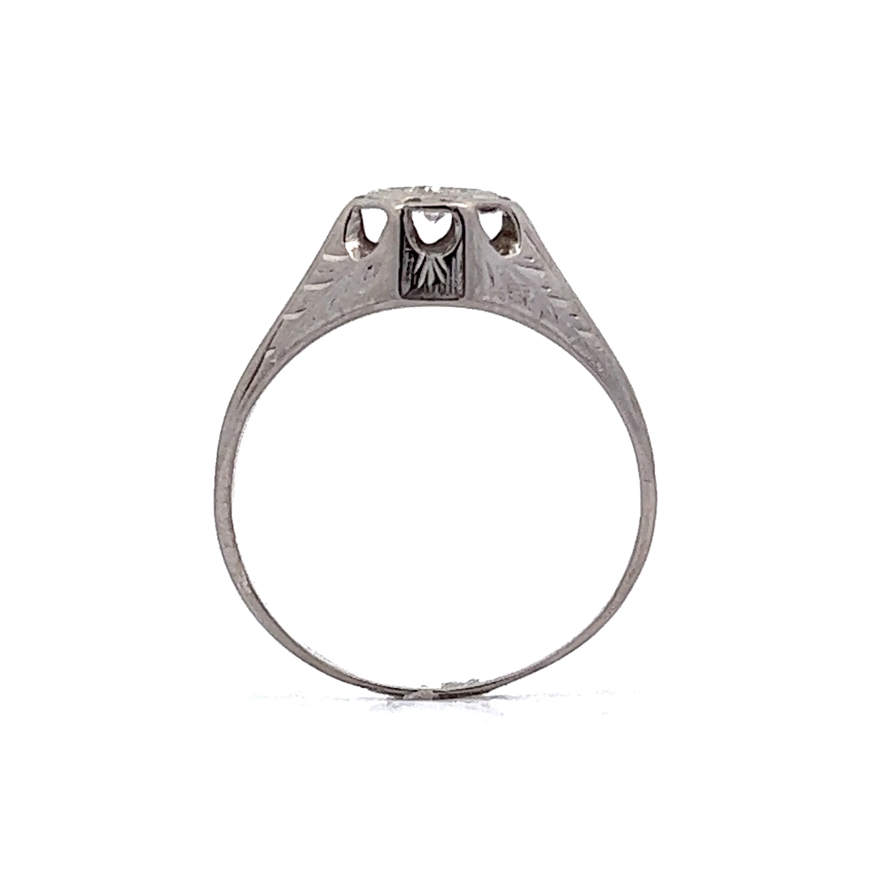 Antique Engagement Ring Art Deco .07ct Old European Cut Diamond in 18k White Gold - Image 4