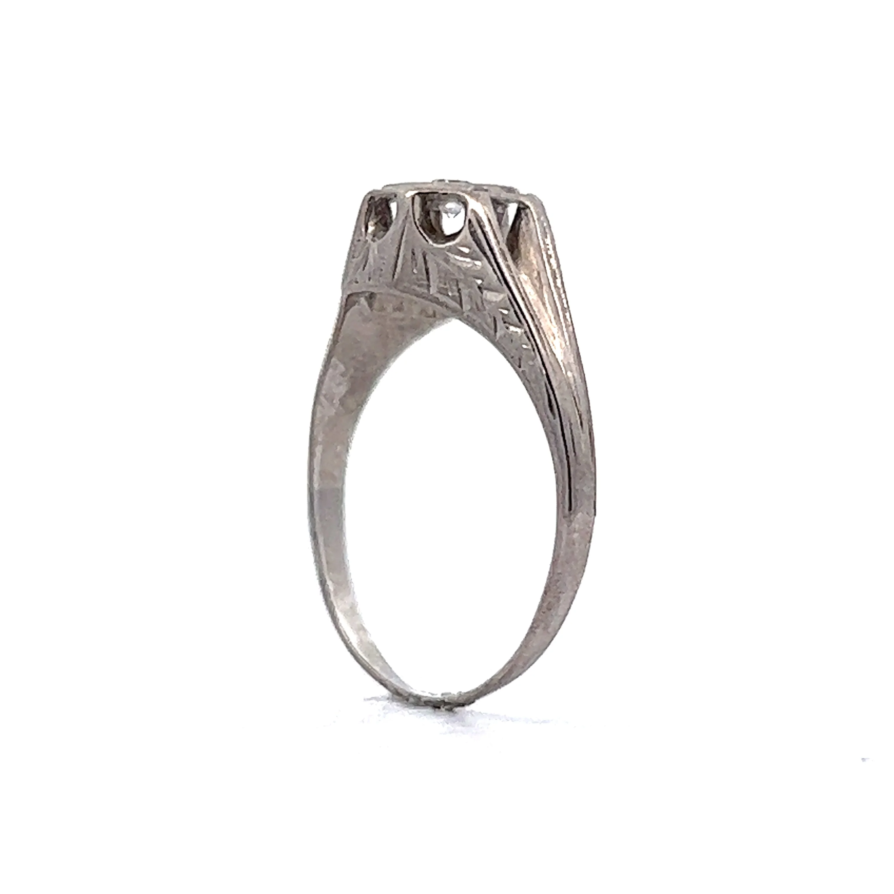 Antique Engagement Ring Art Deco .07ct Old European Cut Diamond in 18k White Gold - Image 5