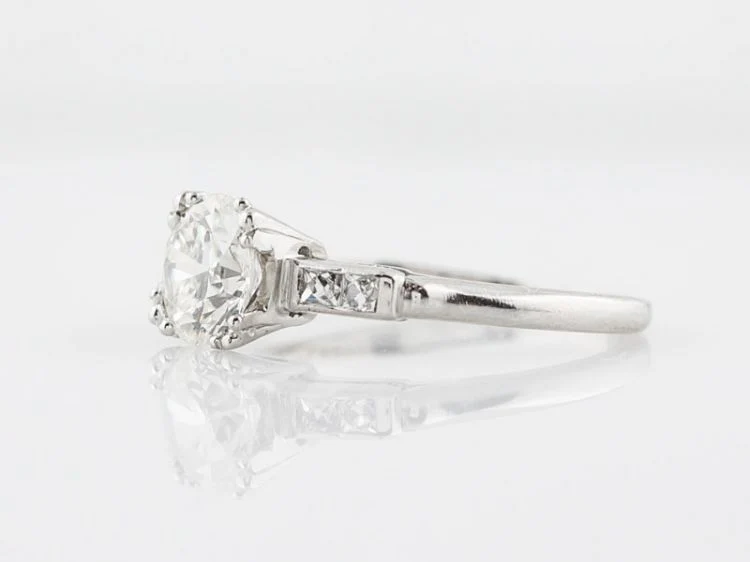 Antique Engagement Ring Art Deco 1.00 Old European Cut Diamond in Platinum - Image 2