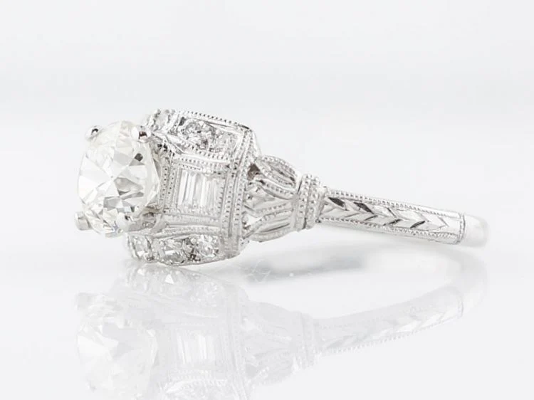 Antique Engagement Ring Art Deco 1.00 Old European Cut Diamond in Platinum - Image 2