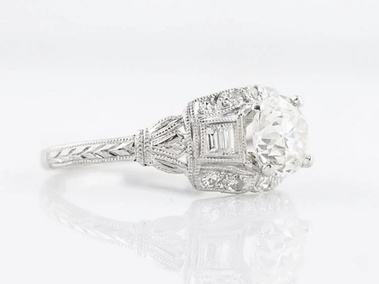Antique Engagement Ring Art Deco 1.00 Old European Cut Diamond in Platinum - Image 3