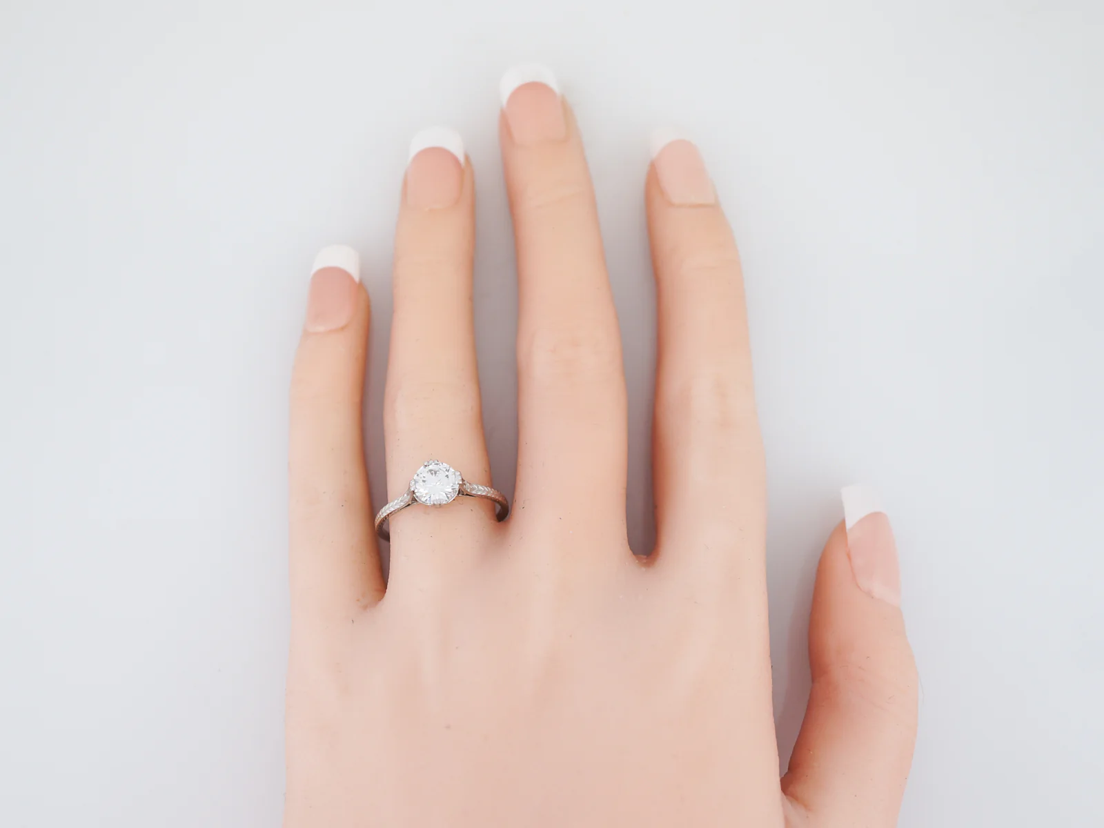 Antique Engagement Ring Art Deco GIA 1.01 Round Brilliant Cut Diamond in 14K White Gold - Image 7