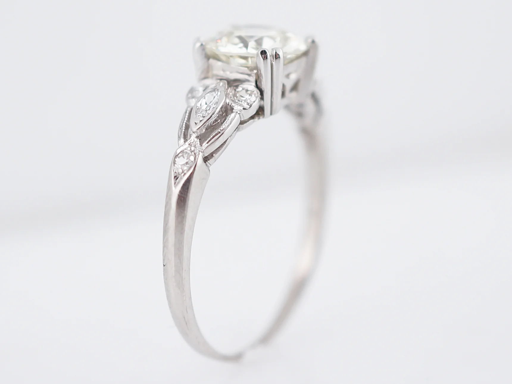 Antique Engagement Ring Art Deco 1.06 Old European Cut Diamonds in Platinum - Image 6