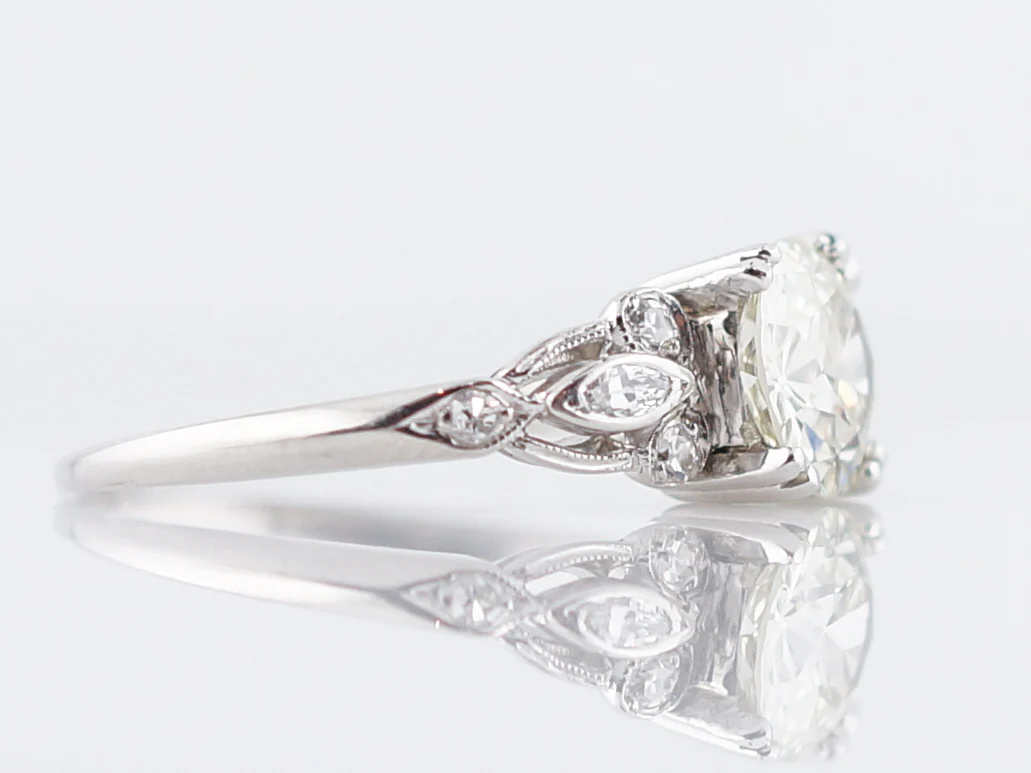 Antique Engagement Ring Art Deco 1.06 Old European Cut Diamonds in Platinum - Image 8