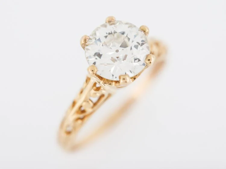 Antique Engagement Ring Art Deco 1.09 Old European Cut Diamond in 18k Yellow Gold - Image 5