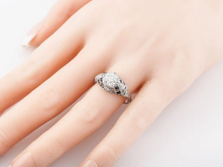 Antique Engagement Ring Art Deco 1.12 Old European Cut Diamond in Platinum - Image 6