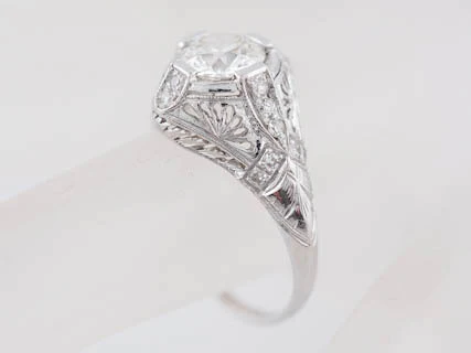 Antique Engagement Ring Art Deco 1.12cttw Old European Cut Diamond in Platinum - Image 5