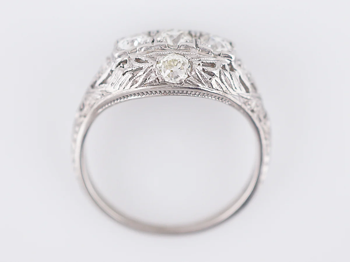 Antique Engagement Ring Art Deco 1.15 Old European Cut Diamonds in 19k White Gold - Image 6