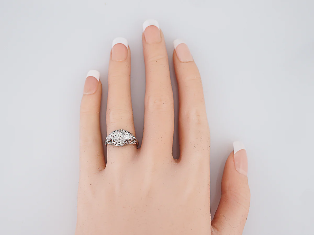 Antique Engagement Ring Art Deco 1.15 Old European Cut Diamonds in 19k White Gold - Image 7