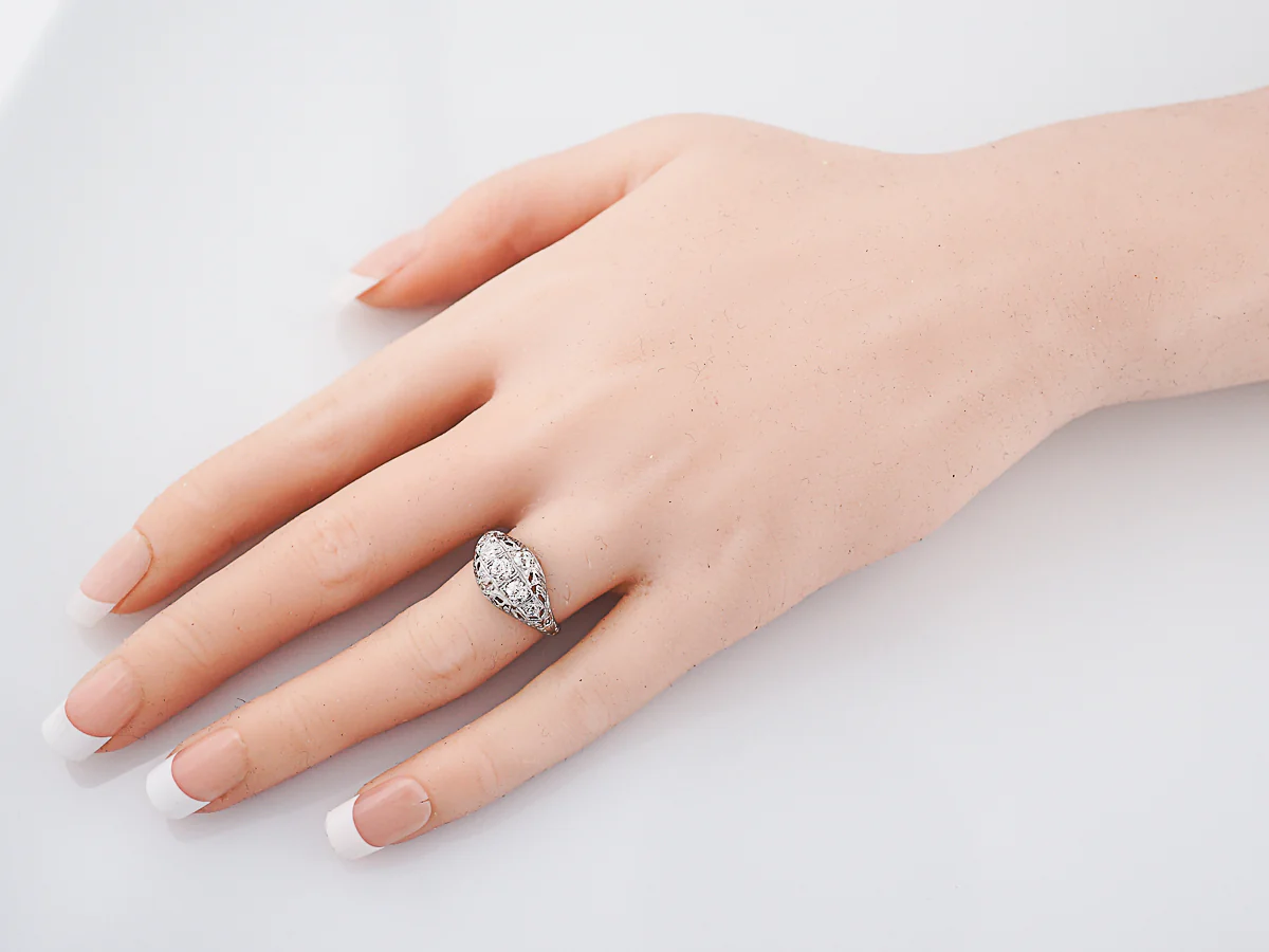 Antique Engagement Ring Art Deco 1.15 Old European Cut Diamonds in 19k White Gold - Image 8