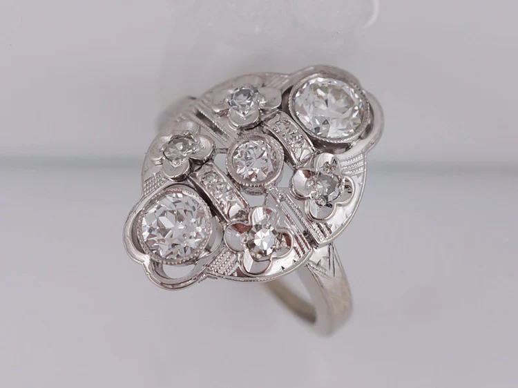Antique Engagement Ring Art Deco 1.17 cttw Old European Cut Diamond in 14k White Gold - Image 4