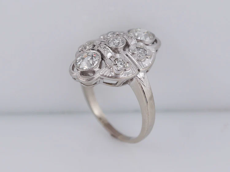 Antique Engagement Ring Art Deco 1.17 cttw Old European Cut Diamond in 14k White Gold - Image 5