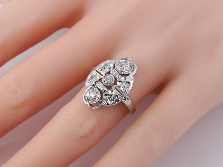 Antique Engagement Ring Art Deco 1.17 cttw Old European Cut Diamond in 14k White Gold - Image 6