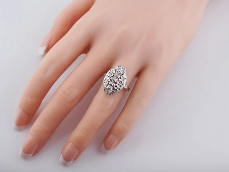 Antique Engagement Ring Art Deco 1.17 cttw Old European Cut Diamond in 14k White Gold - Image 8