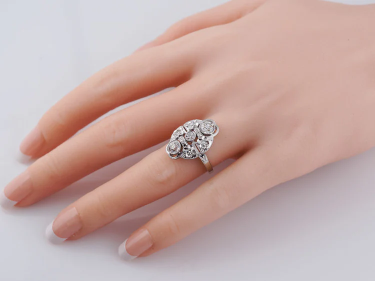 Antique Engagement Ring Art Deco 1.17 cttw Old European Cut Diamond in 14k White Gold - Image 9