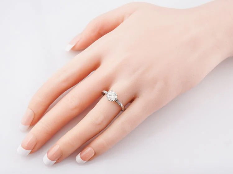 Antique Engagement Ring Art Deco 1.18 Old European Cut Diamond in Platinum - Image 10