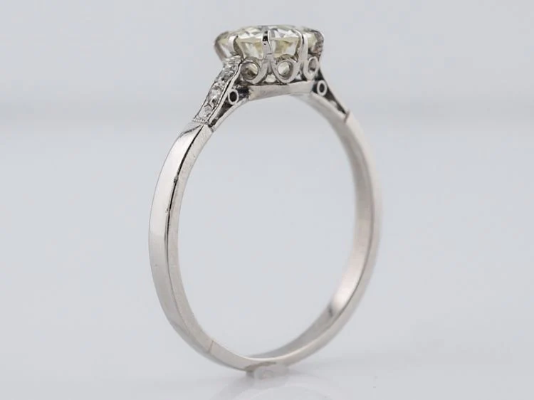 Antique Engagement Ring Art Deco 1.18 Old European Cut Diamond in Platinum - Image 4