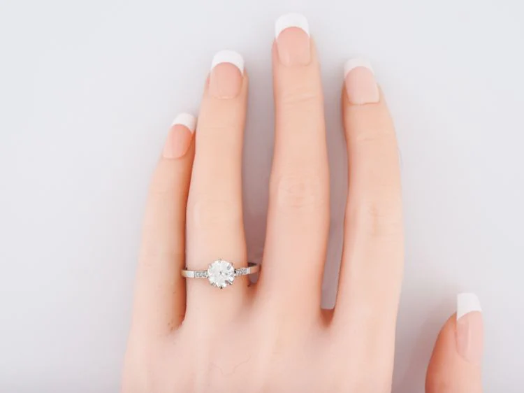 Antique Engagement Ring Art Deco 1.18 Old European Cut Diamond in Platinum - Image 7
