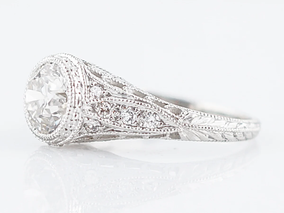 Antique Engagement Ring Art Deco 1.25 Old European Cut Diamond in Platinum - Image 3